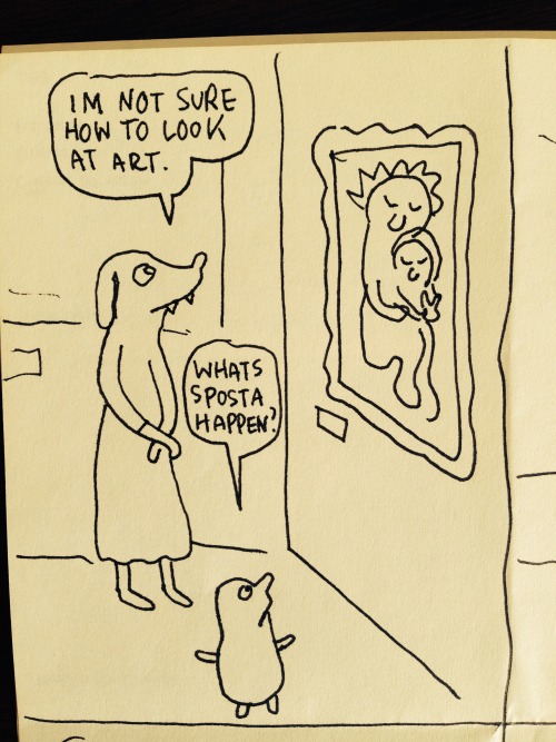 A hand-drawn comic by Lynda Barry, panel one of four.